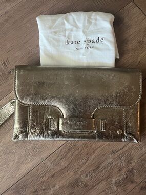 kate spade Metallic Gold Wristlet Clutch with Strap